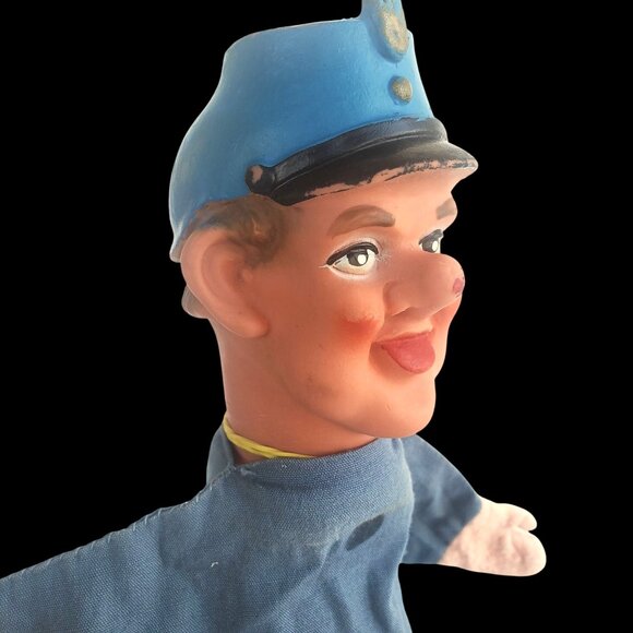 Vintage 1960s Policeman Hand Puppet Rubber Head Cloth Body - Picture 7 of 8